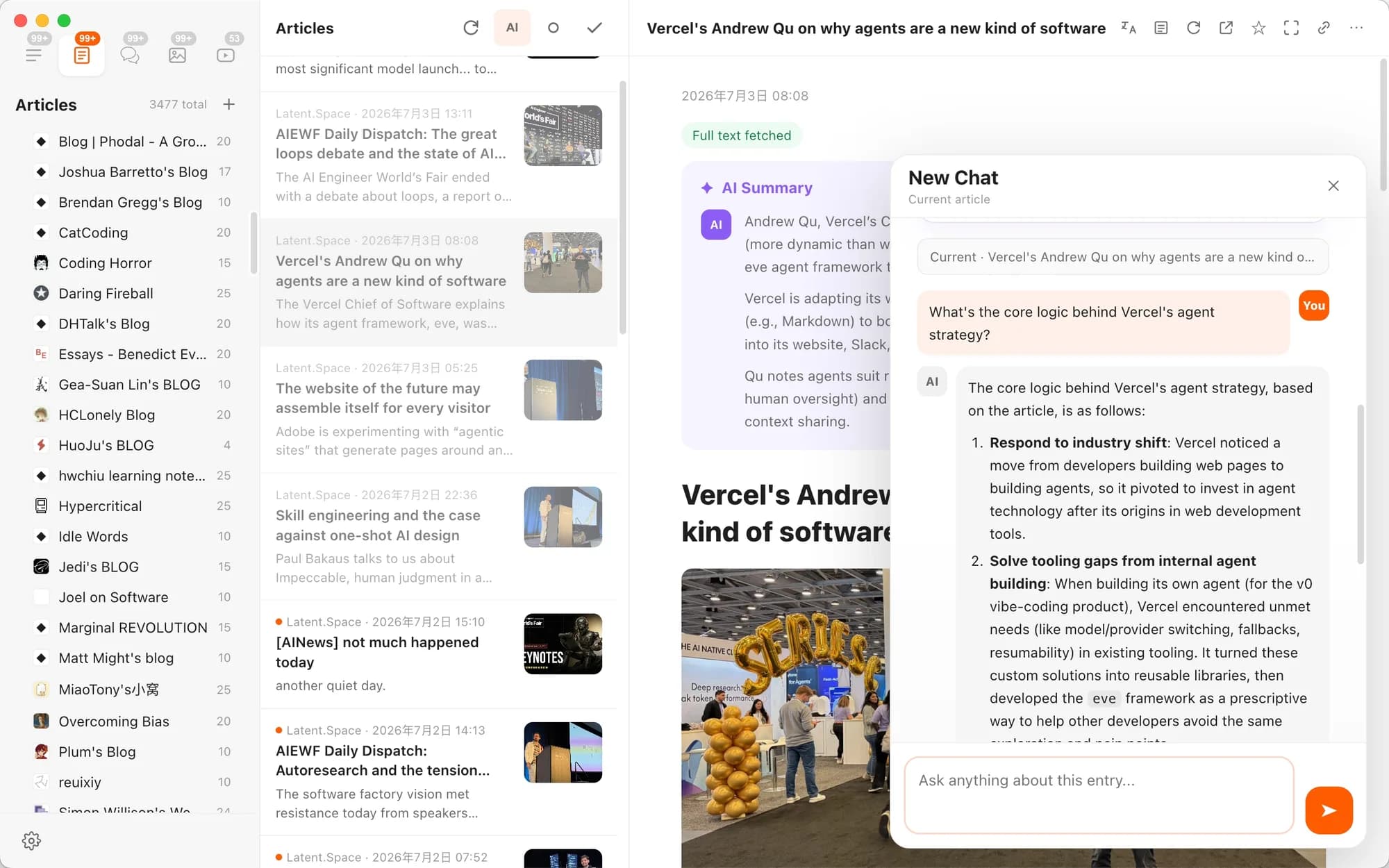Asking AI about the current article and receiving an answer in context